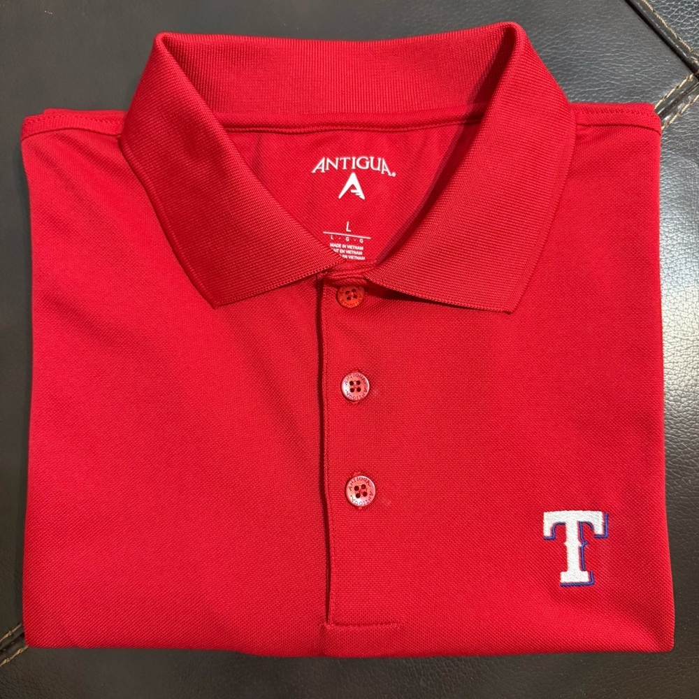 Texas Rangers MLB Red Antigua Polo Shirt Size Large
